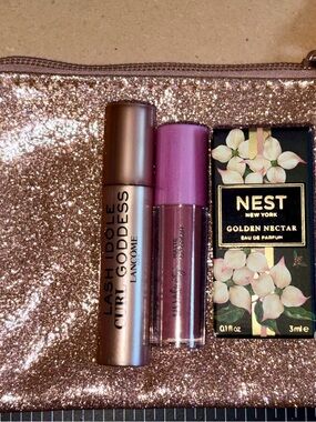 4 PC Beauty Bundle: Nest Fragrances Golden Nectar, Ulta Lip Cream Lancôme lash
